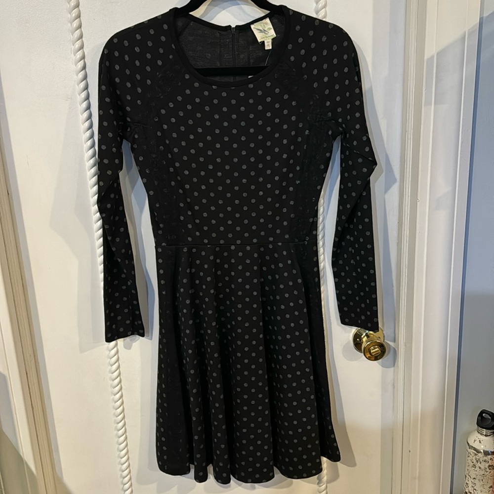 Brand new from Anthropologie long sleeve black dress with polka dots